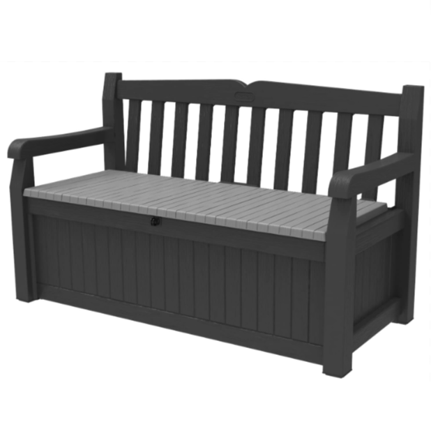 Keter Solana 70 Gallon Storage Bench Deck Box for Patio Furniture