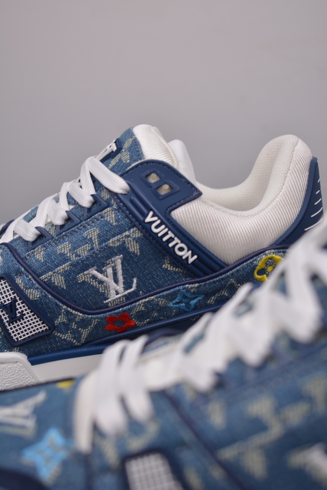 Louis Vuitton Trainer Sneaker Low Denim Blue Jacquard 1A7S51