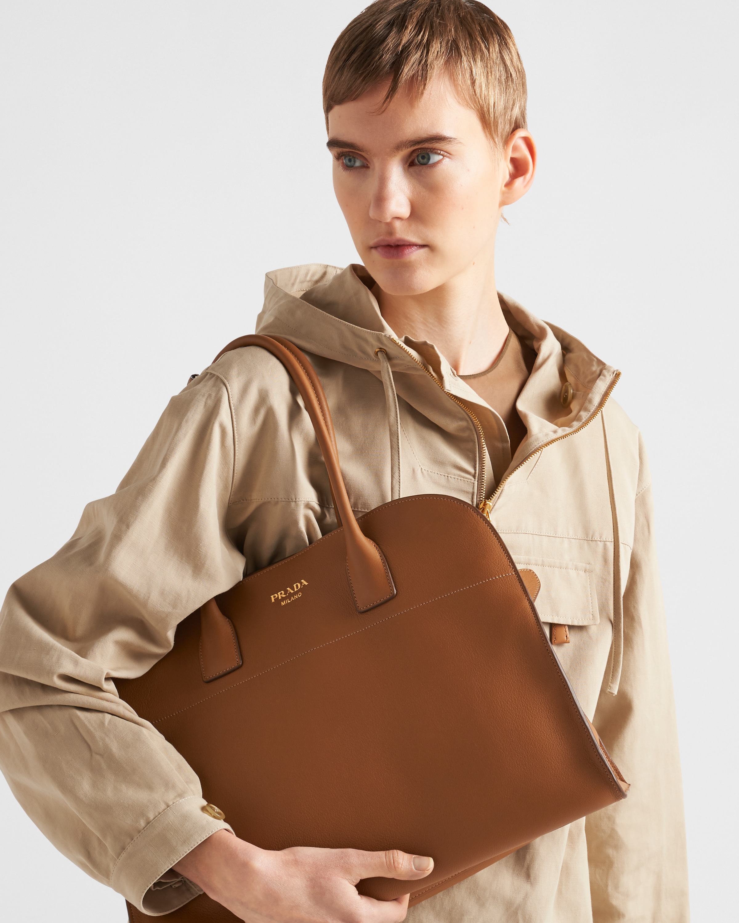 Prada Large Buckled Leather Tote