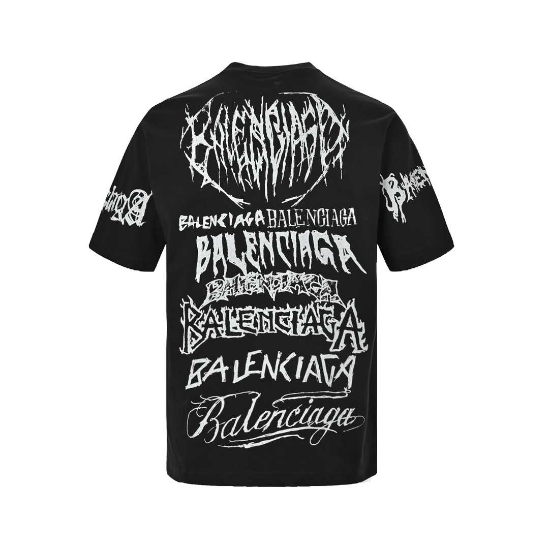 Balenciaga 24ss Dragon Year Sanskrit Graffiti Print Short Sleeve