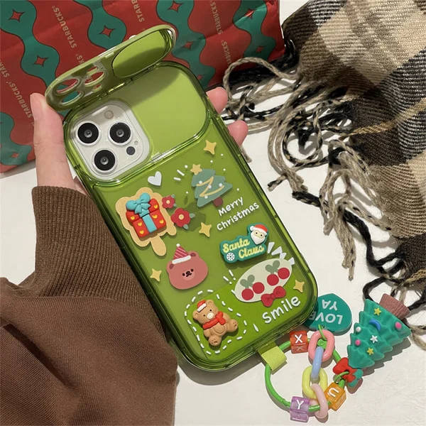 Christmas Three-Dimensional Doll Pendant Flip Mirror Phone Case