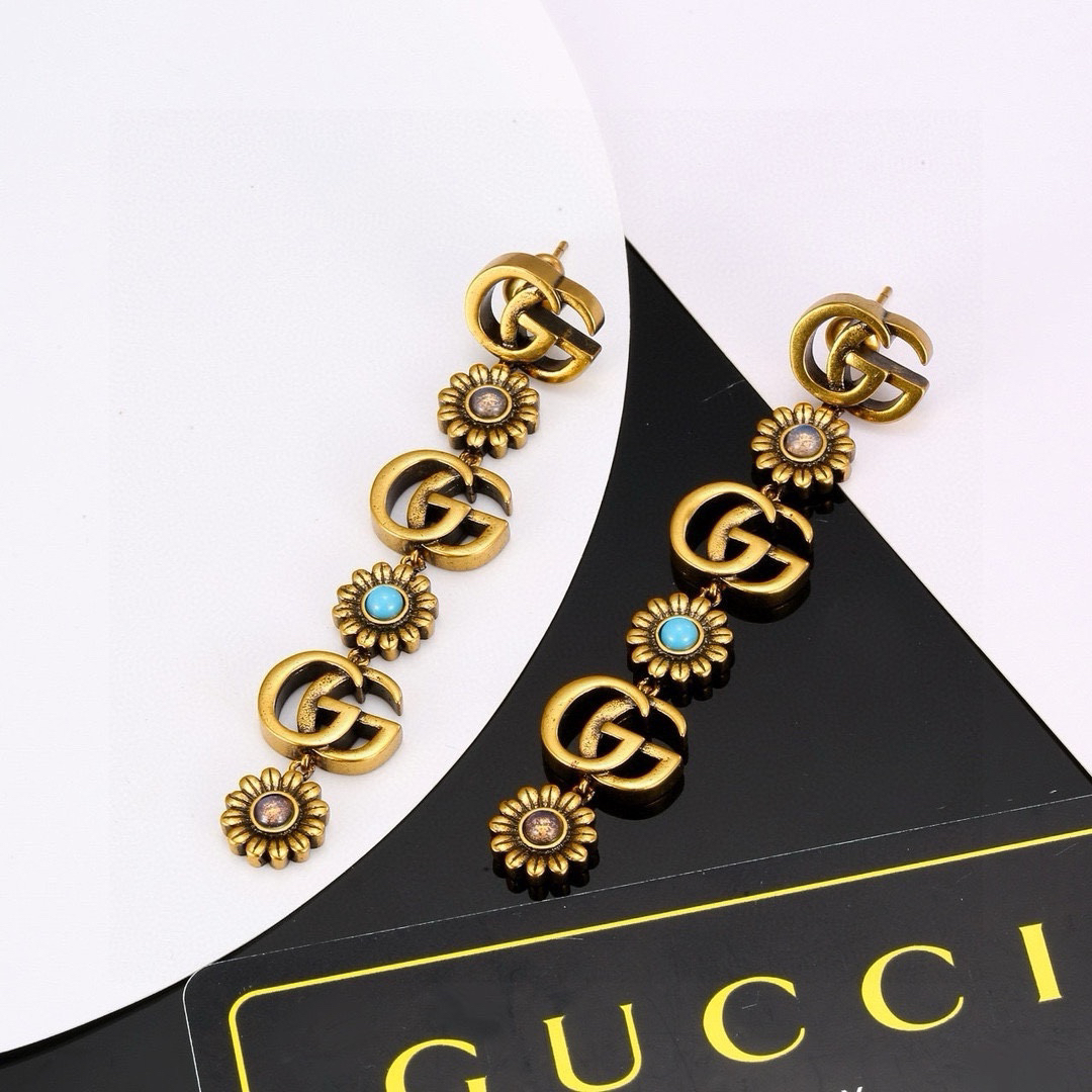 GUCCi distressed chrysanthemum earrings