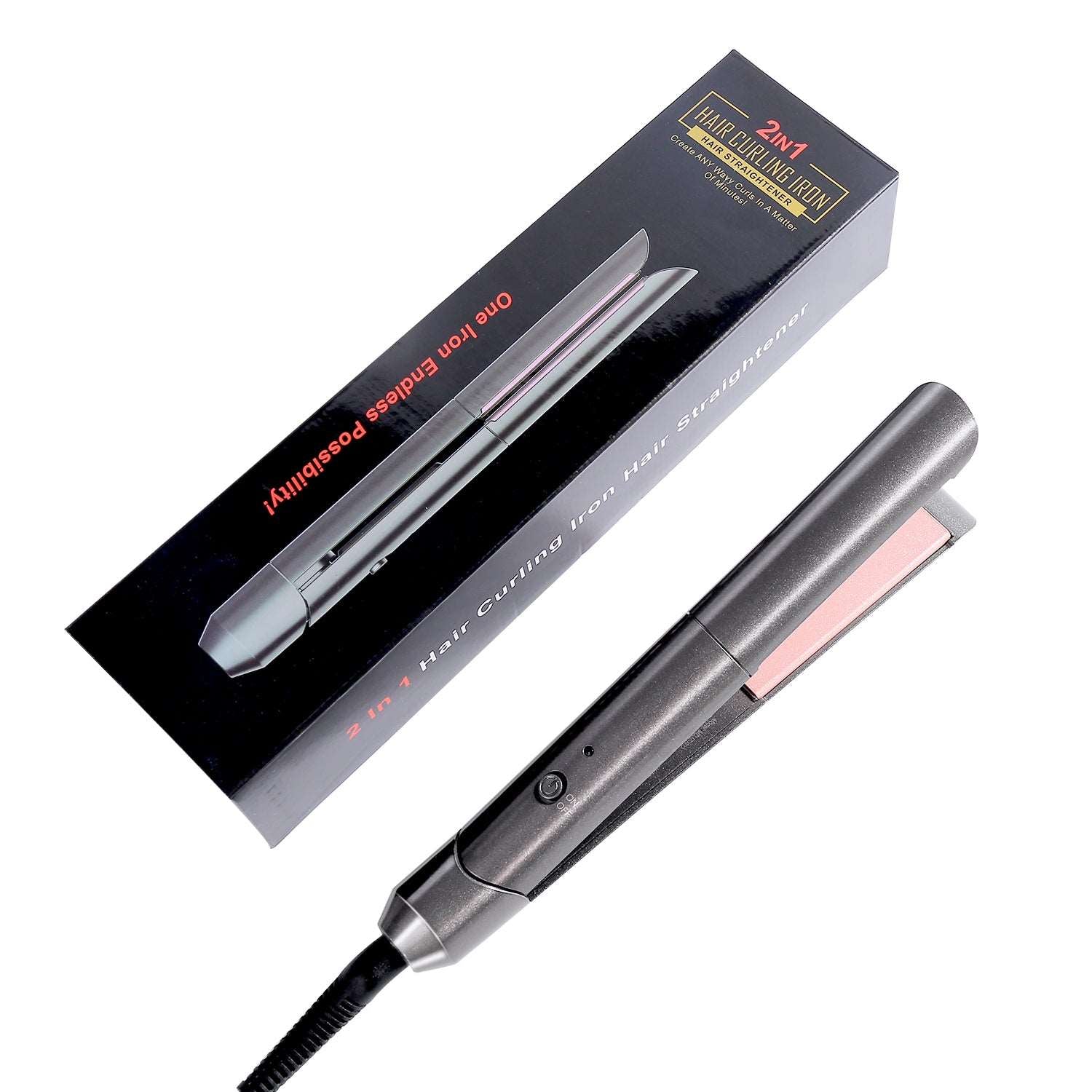 Flat Iron,Hair Straightener Curler 2 in 1,Ceramic Tourmaline Titanium Flat Iron for Hair Fast Heating-up Temp 265 to 450℉