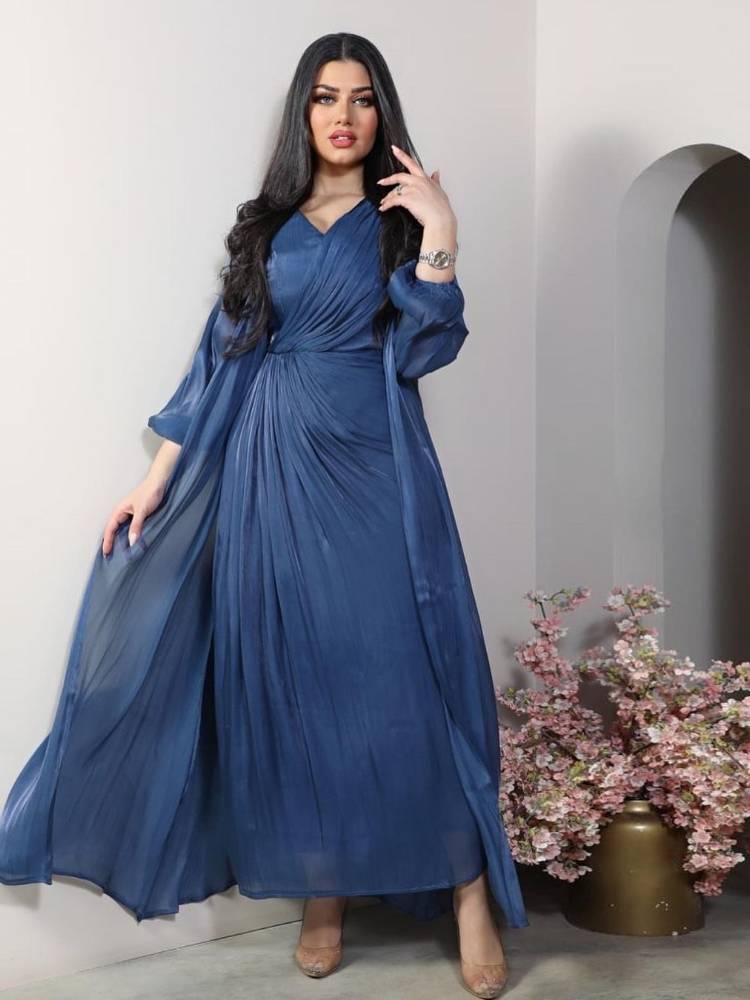Brilliant Silk V-Neck Pleated Dress Two-Piece Set