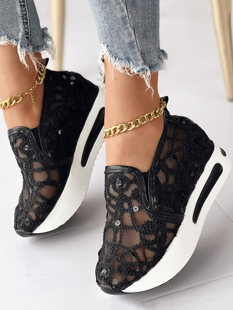 Sequin Slip On Muffin Sneakers