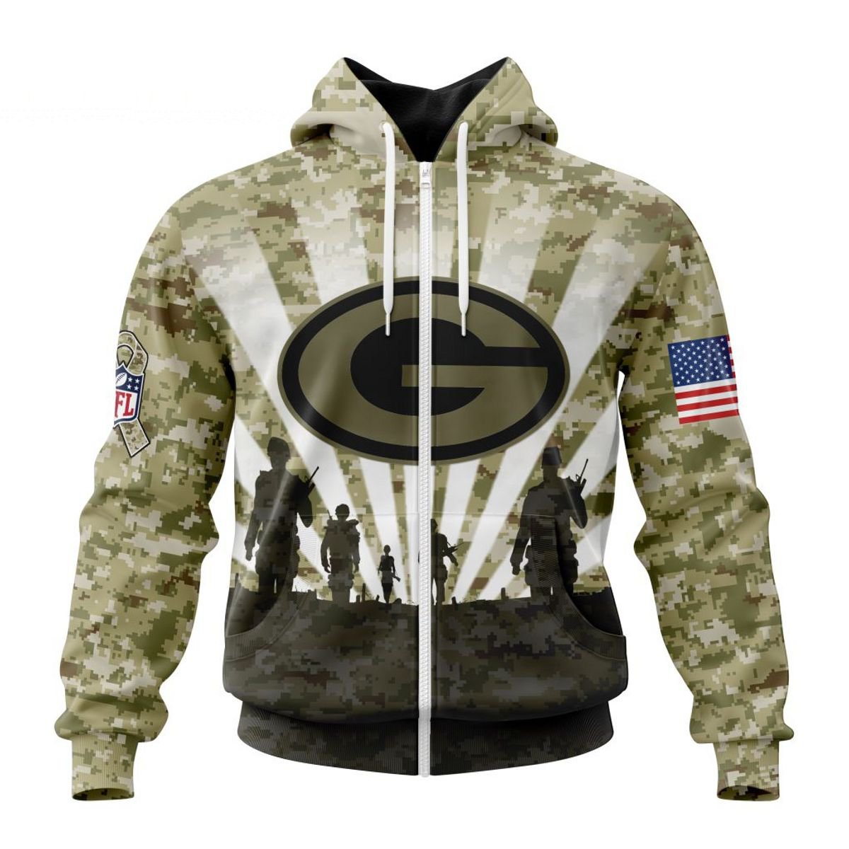 GREEN BAY PACKERS 3D HOODIE HONOR VETERANS