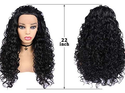 New Wigs Afro Curly Long Narural Black Curly  Hair Synthetic Glueless Frontal Lace Wigs for Black Women