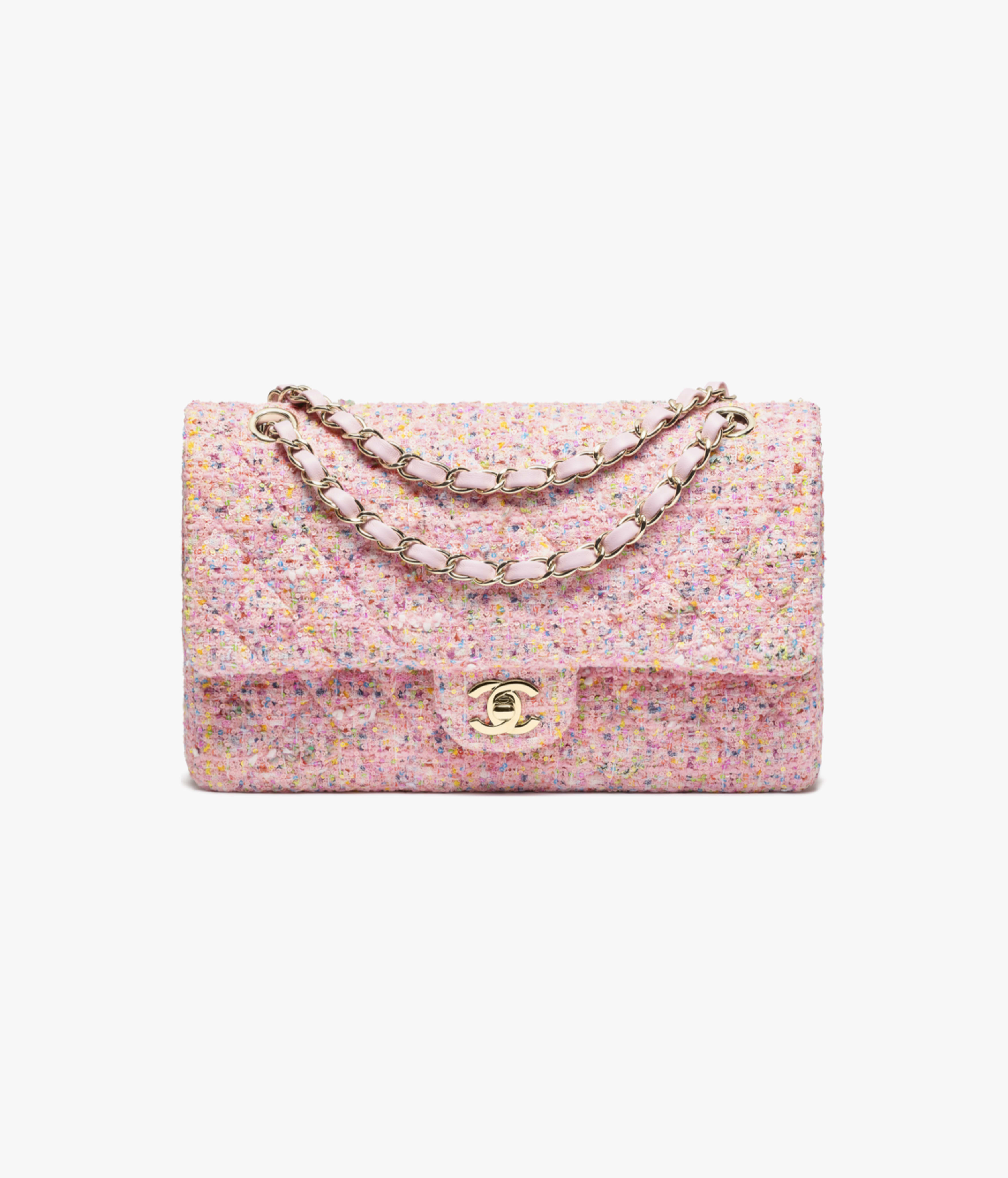 Chanel Classic 11.12 Bag Tweed & Gold Metal Pink & Multicolor A01112-B19963-NADRA