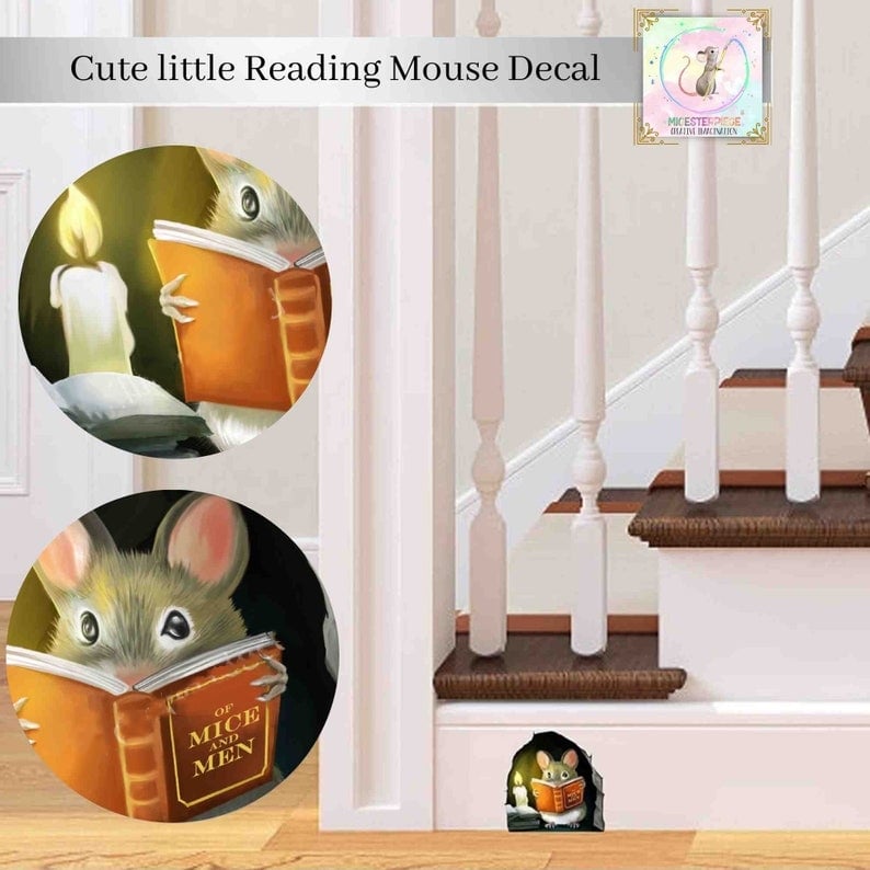 (2024 New Year Hot Sale)49% OFFCartoon Cute Little Mouse Hole Wall Stickers Creative Bedroom Bathroom Cute House Decoration