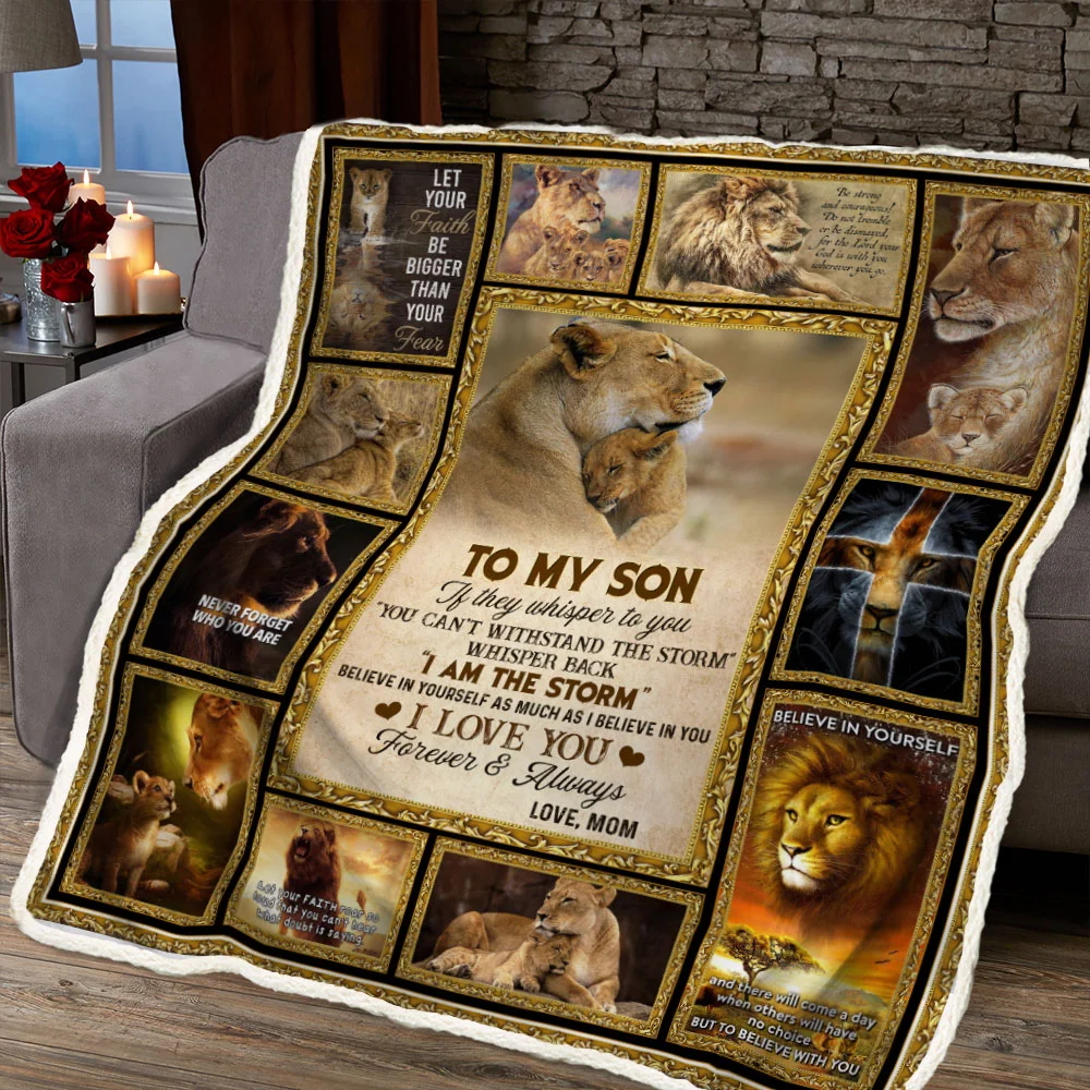 To My Son, I Am The Storm, Love Mom, Lion Sofa Throw Blanket