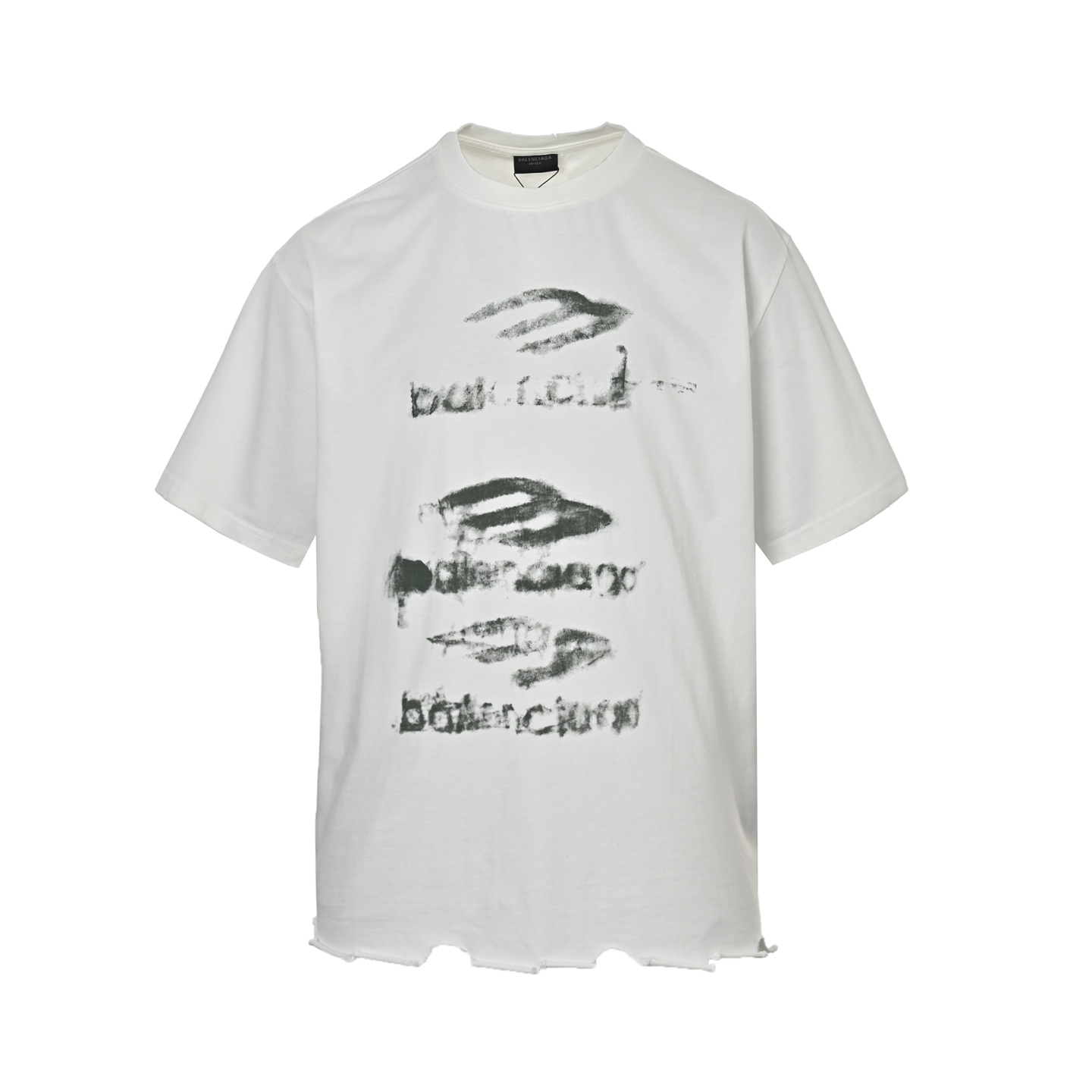 Balenciaga 25ss graffiti letter hem destroyed short sleeves