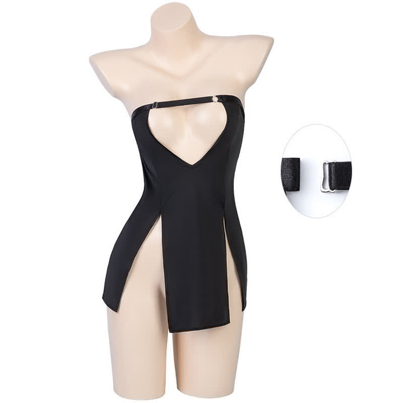 Cosplay Nun Cross Print Sexy Split Lingerie Dress