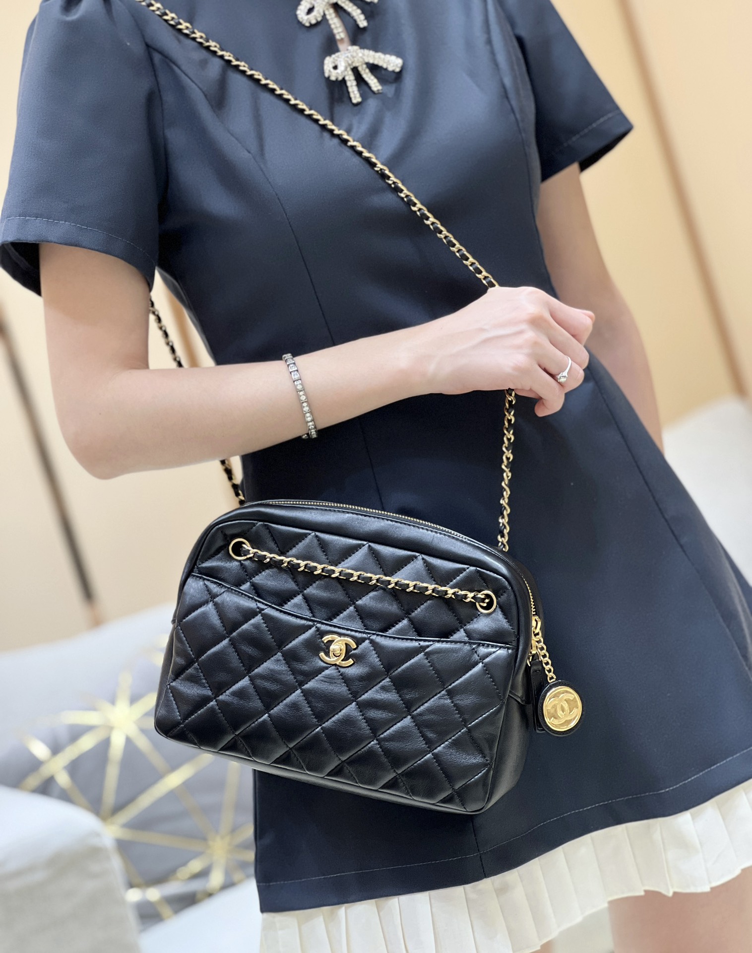 Chanel 24K Autumn and Winter Limited Edition Gold Coin Camera Bag AS5187