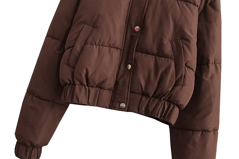 Women Clothing Winter Long Sleeved Stand up Collar Thermal Casual Bread Coat Outerwear
