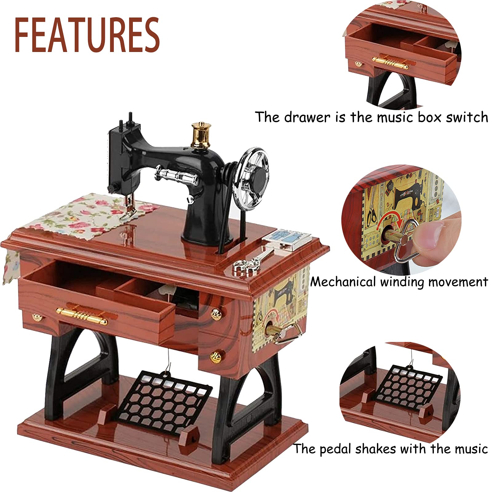 🔥Mother's Day Early Sale-[SAVE 50% OFF]--Wood Sewing Machine Music Box-BUY 2 GET 10% OFF & FREE SHIPPING NOW