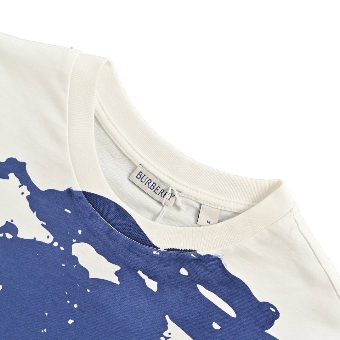 Burberry Blue Knight Horse Printed Round Neck Short Sleeve