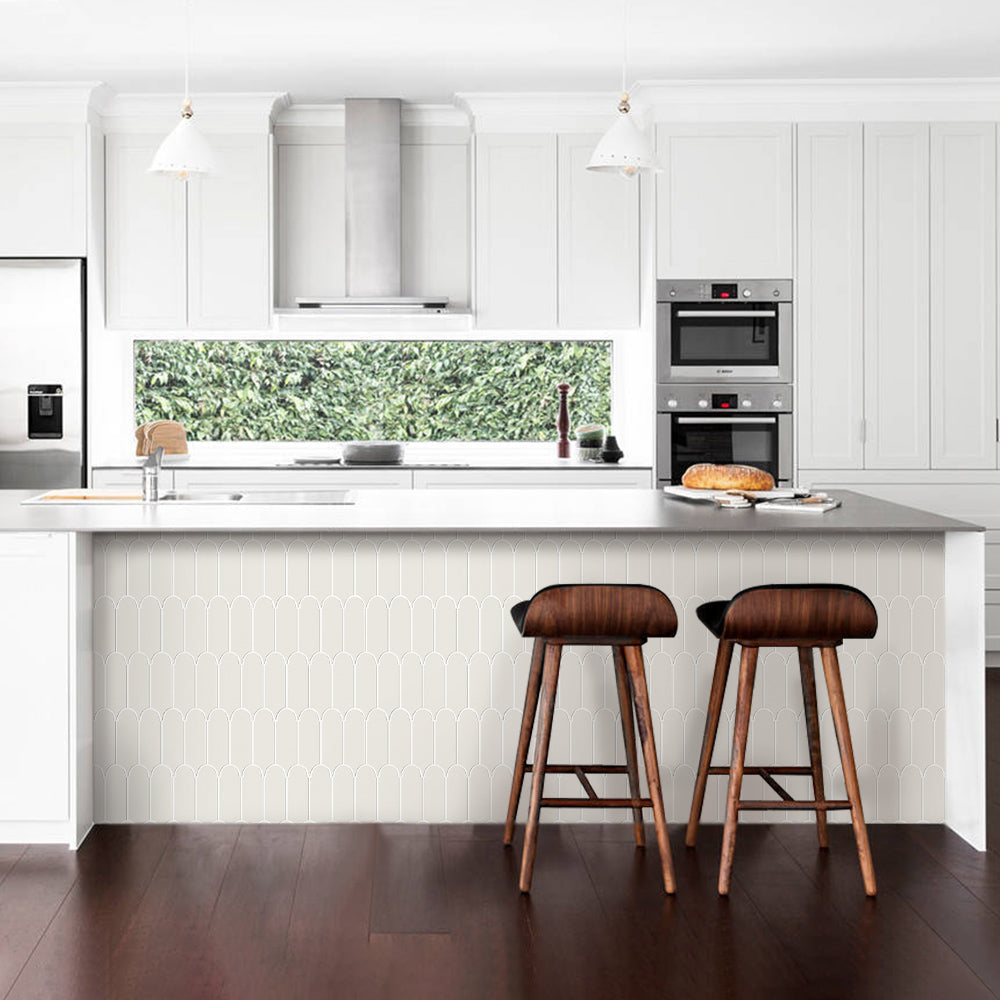 Beige Fish Scale Backsplash Peel and Stick Tile - Thicker Design