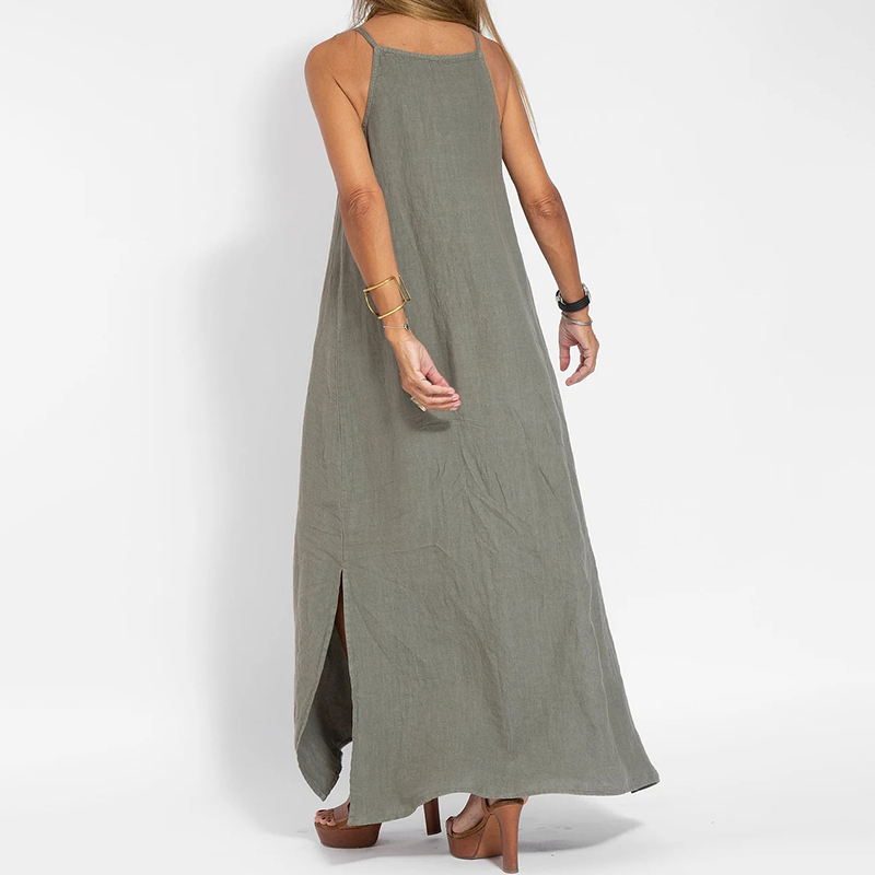 Retro Split Strap Comfy Maxi Dress