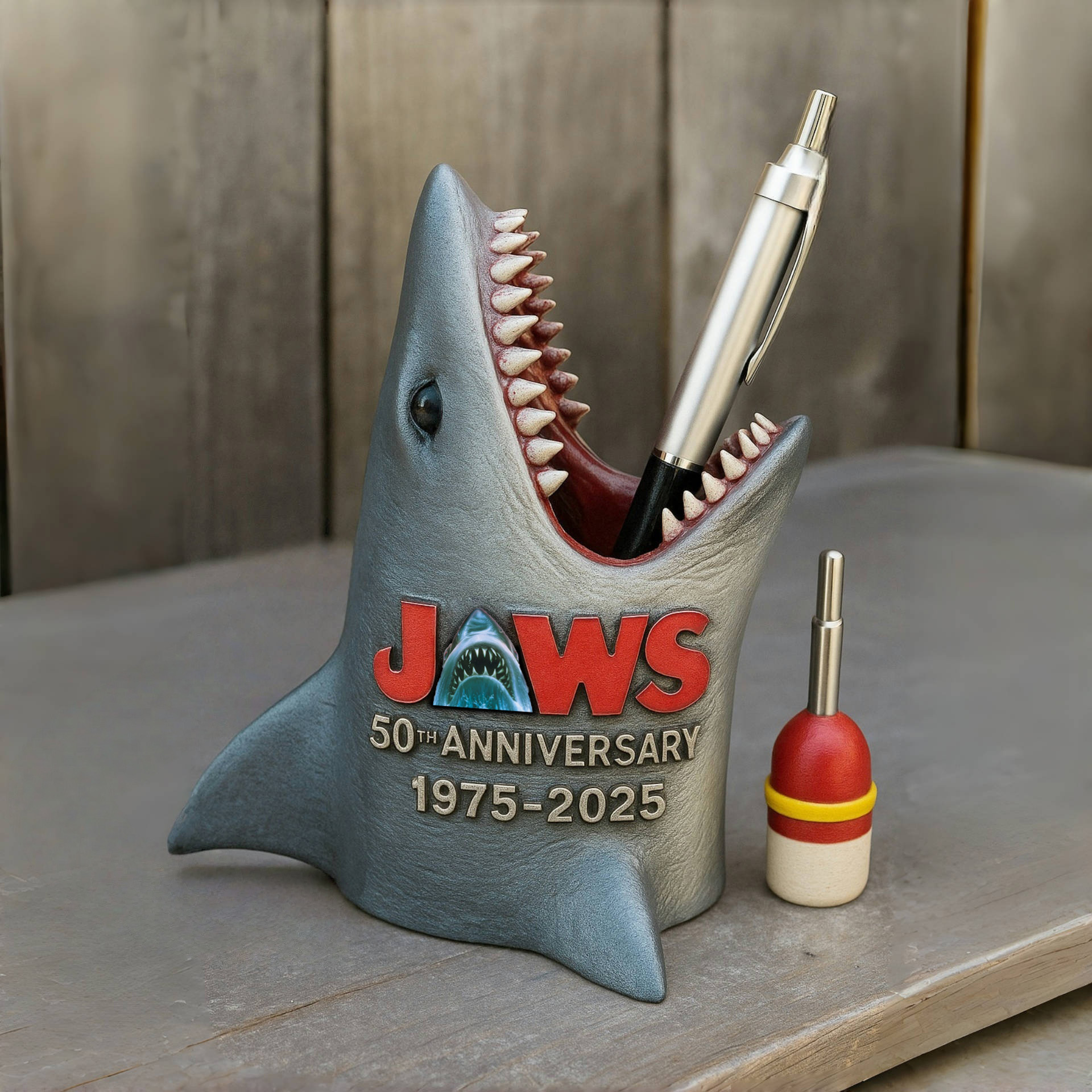 Shark 50th Anniversary Pen Holder | Funny Desktop Organizer
