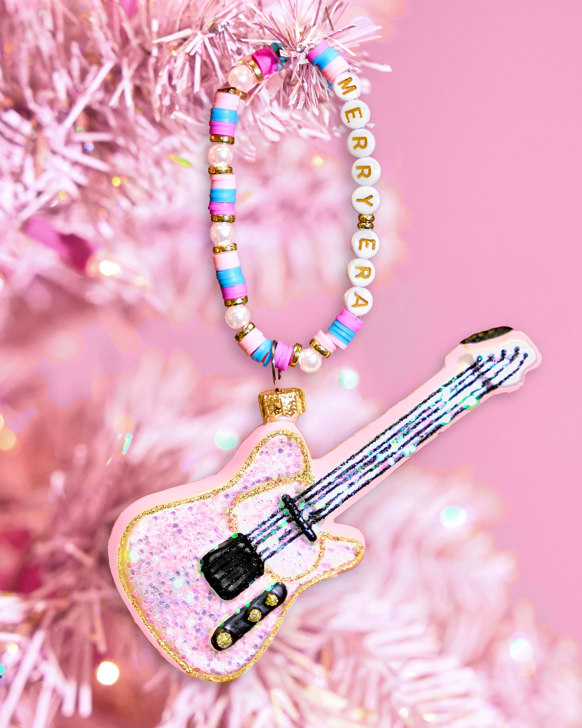 Merry Era Beaded Guitar Ornament