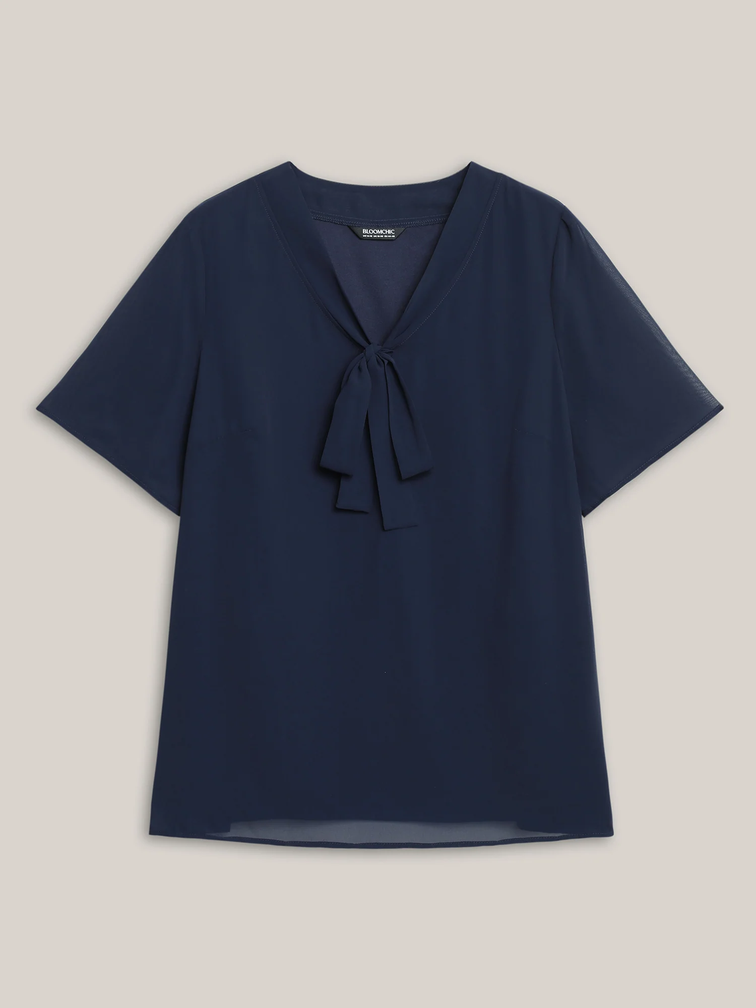 Ribbon Collar Placket Lined Blouse