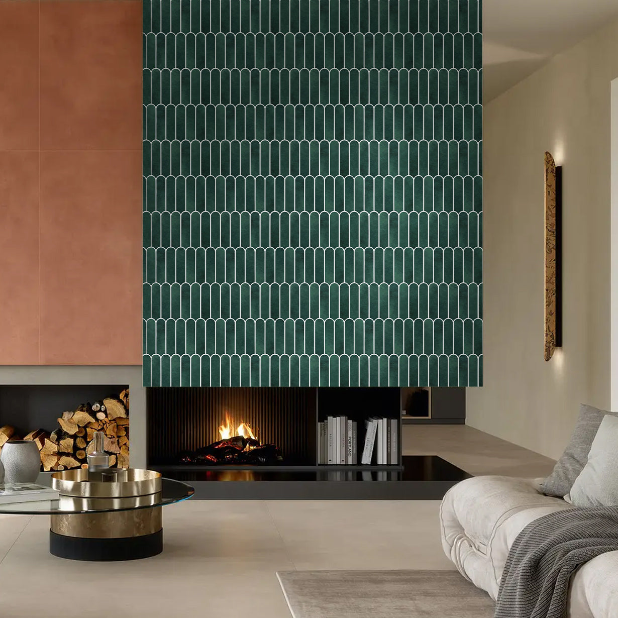 3D Forest Green Fish Scale Peel and Stick Wall Tile