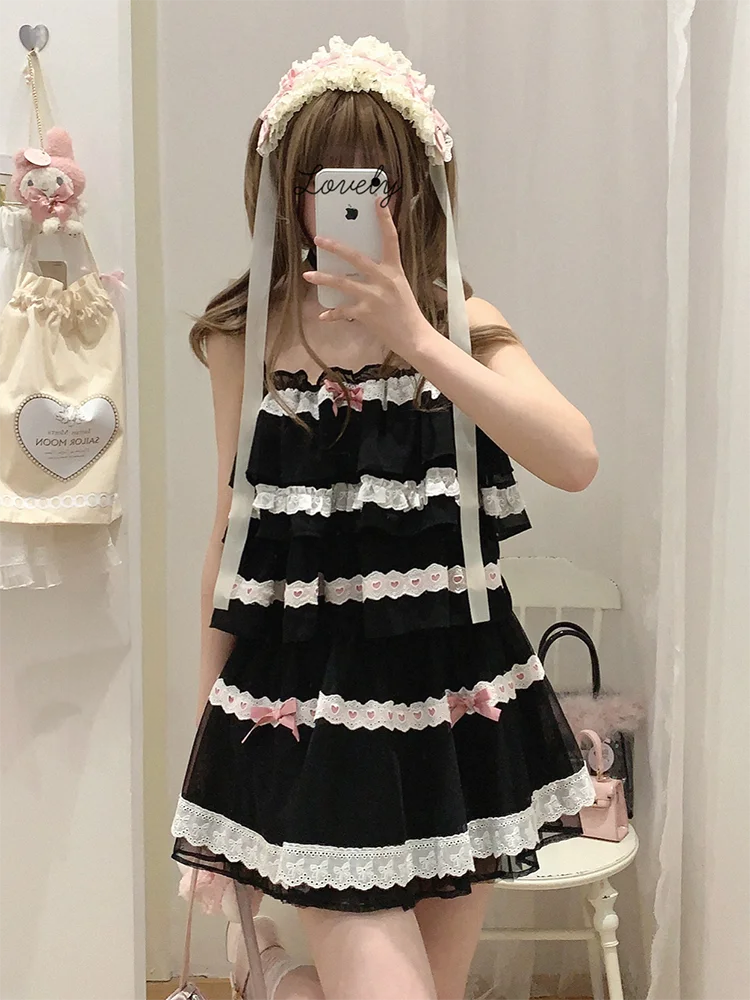 Sweet Love Lace Trim Bow Skort