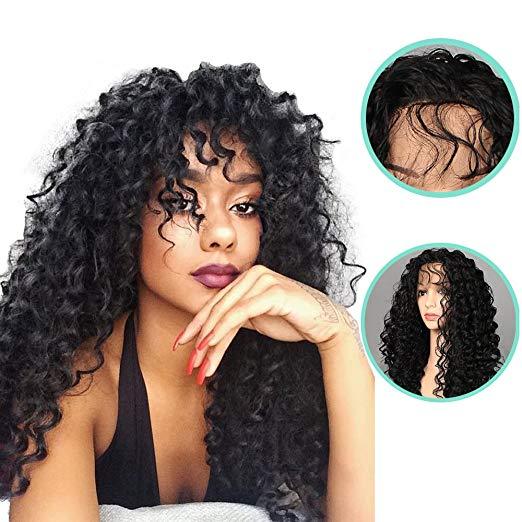 New Wigs Afro Curly Long Narural Black Curly  Hair Synthetic Glueless Frontal Lace Wigs for Black Women