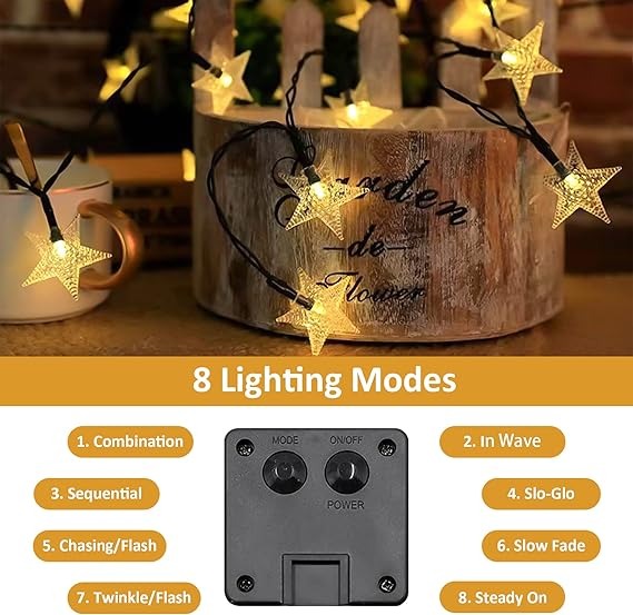 Twinkle Solar Star String Lights Outdoor Waterproof Fairy Lights
