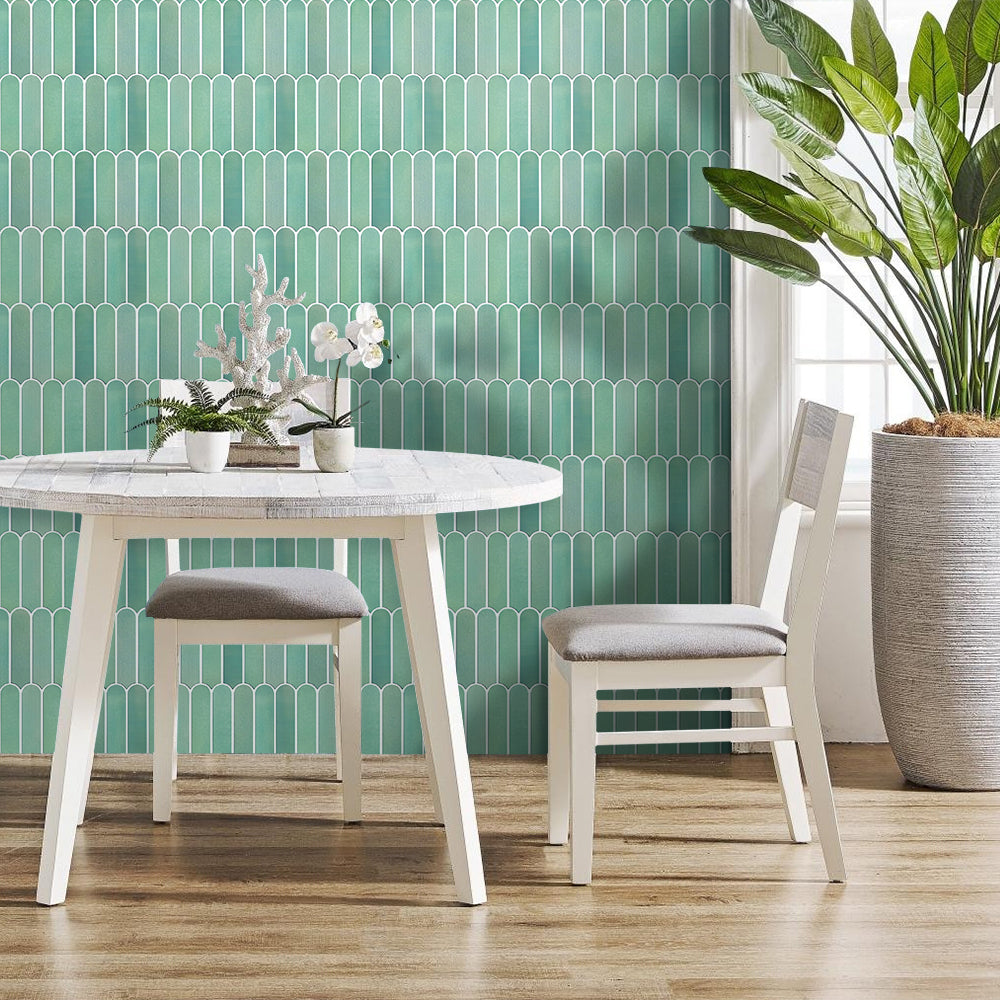 3D Jade Green Fish Scale Peel and Stick Wall Tile