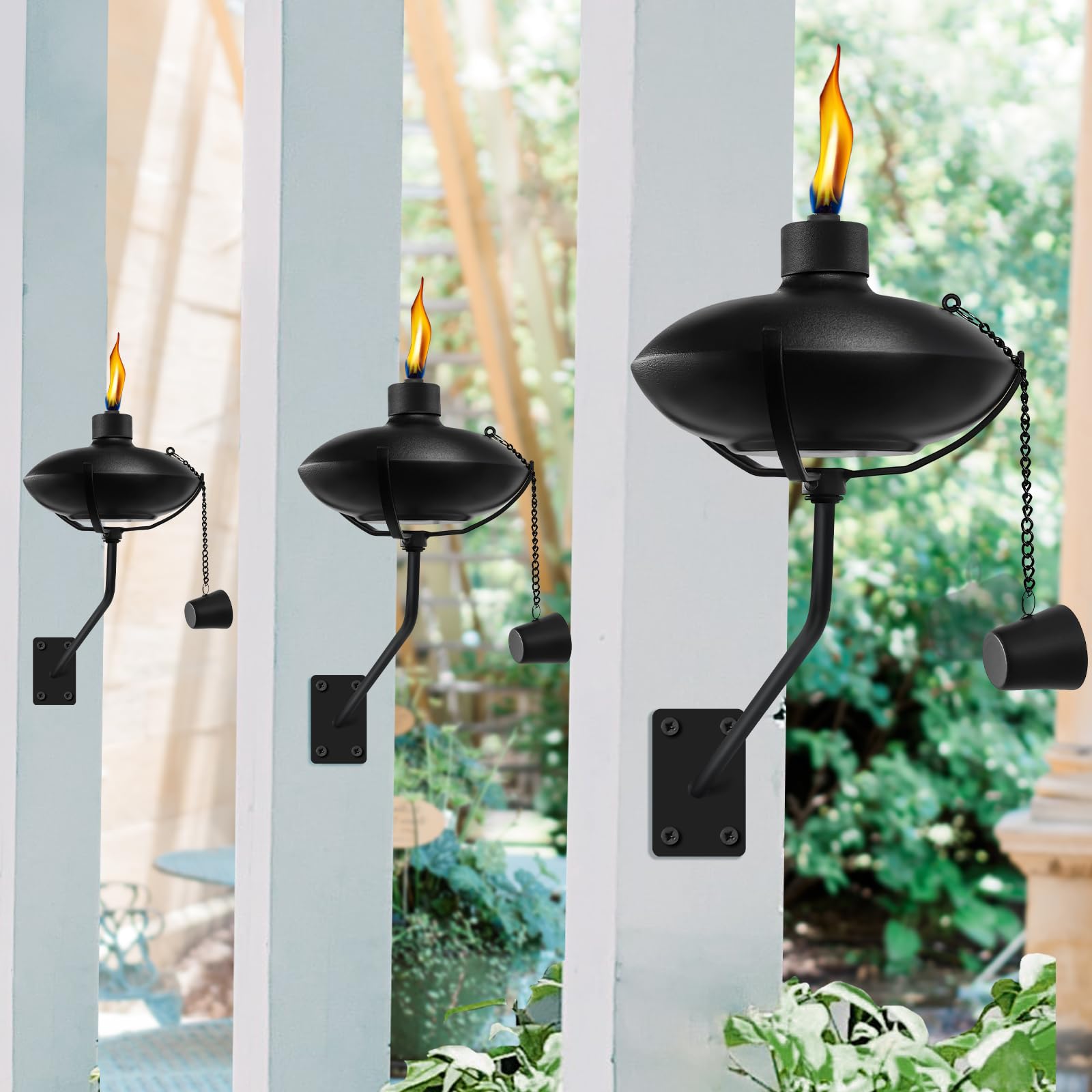 🔥Wall Mounted Citronella Metal Torches, 18 oz Garden Torches for Outside