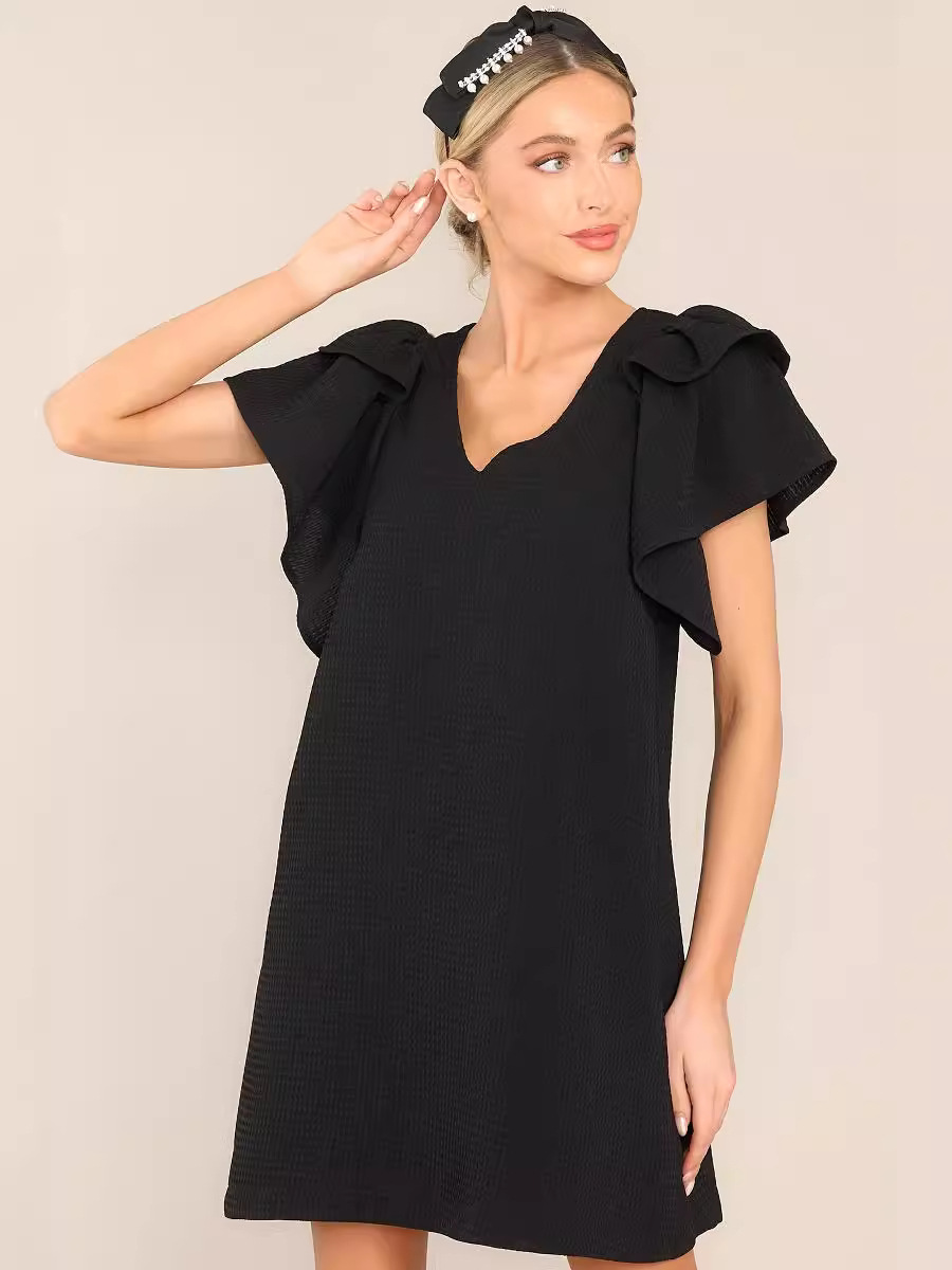 Elegant short temperament  Sleeve shirt  one-piece dress