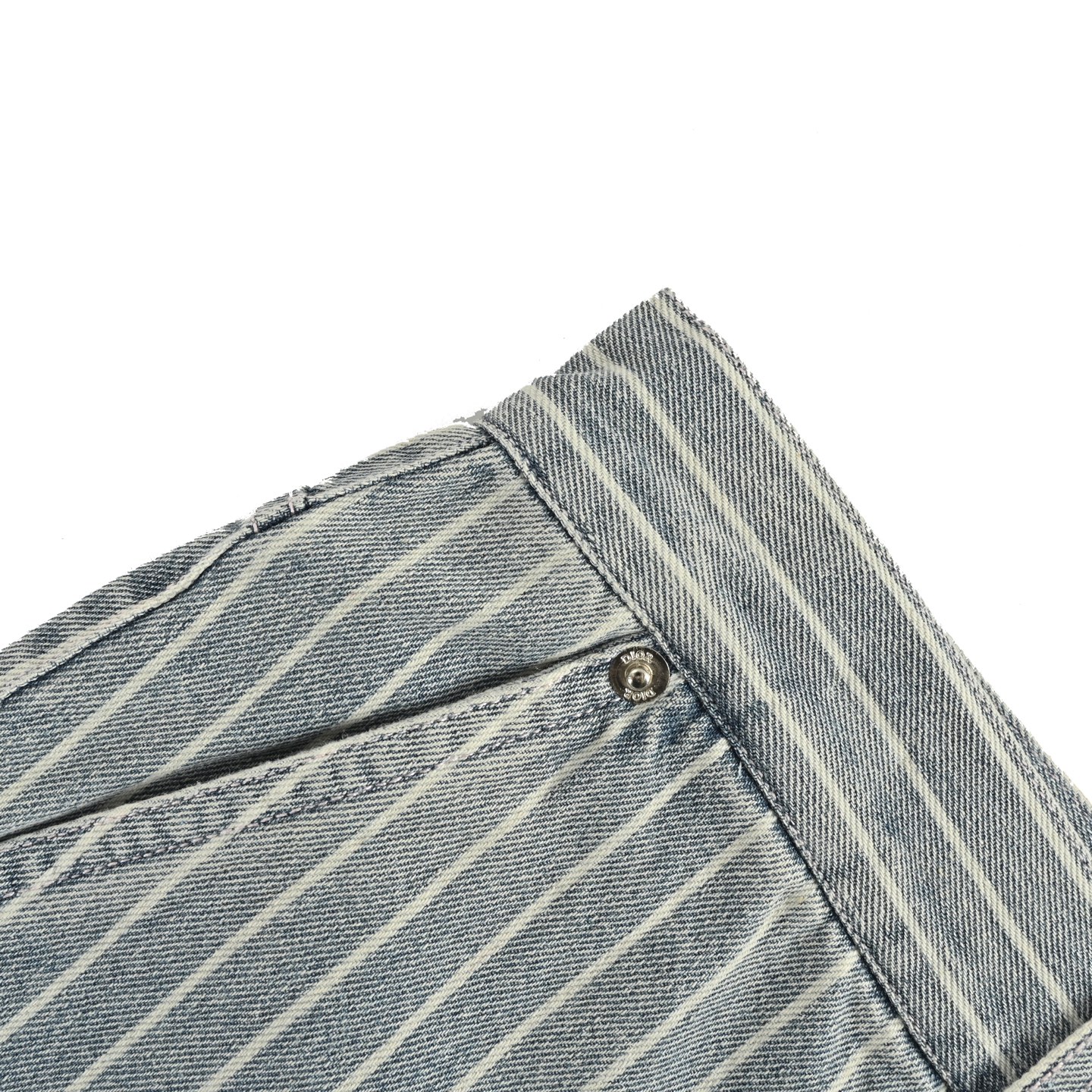 Dior 25ss embroidered lettering striped washed denim shorts