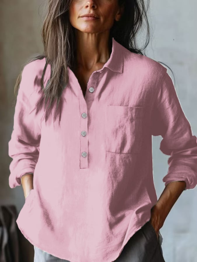 Women's Casual Loose Cotton And Linen Shirt