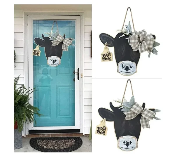🔥[SAVE 50% OFF]-- Farmhouse Cow Head Welcome Wreath-BUY 2 FREE SHIPPING