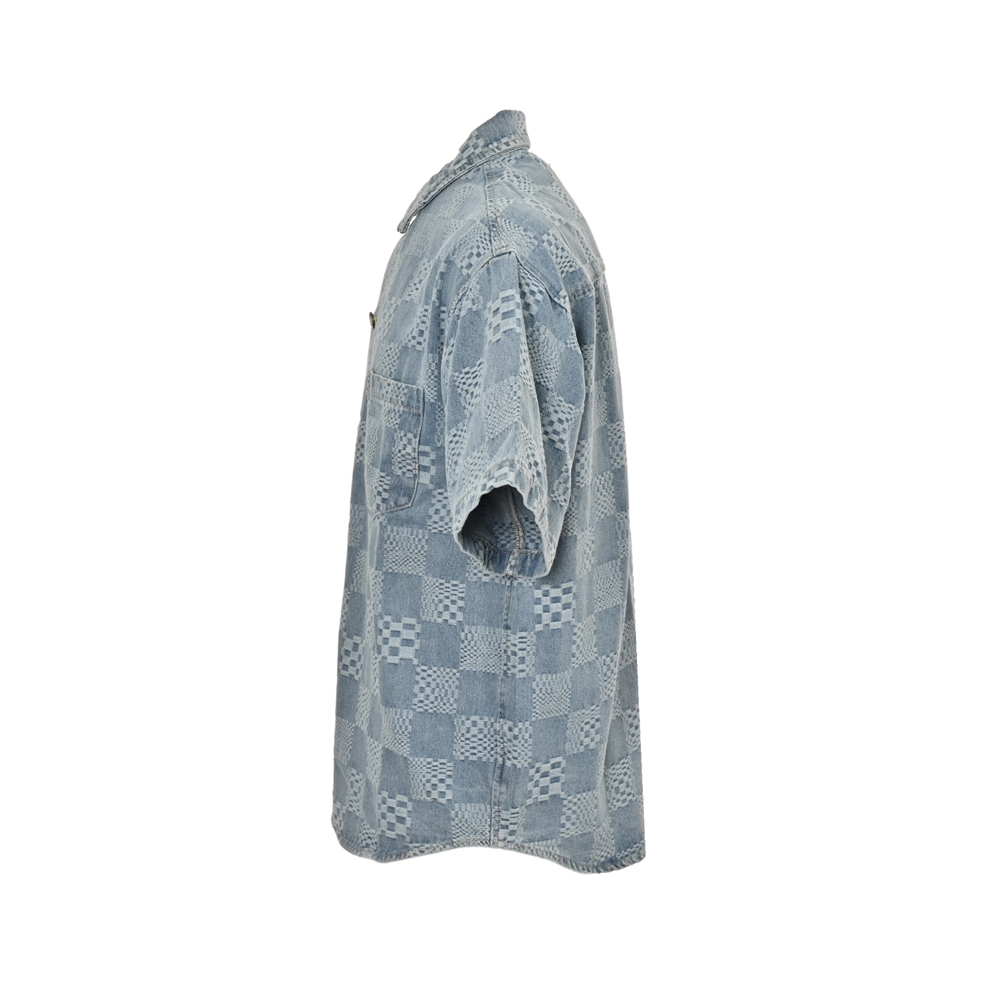 Louis Vuitton 25ss Checkerboard Jacquard Denim Short Sleeve Shirt