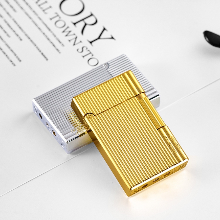 🔥Last Day Promo - 50% OFF 🔥New vintage Lighter Bright Sound brass shell windproof gas lighter for cigarette men's gift(No Fuel) (Gold)