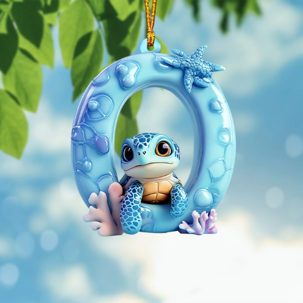 Cute Turtle Letter Shaped Ornament
