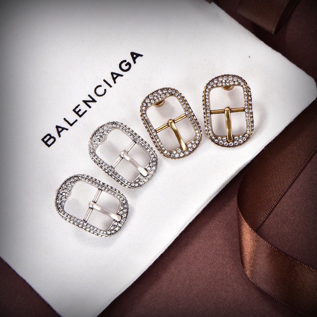 Balenciaga belt buckle diamond earrings