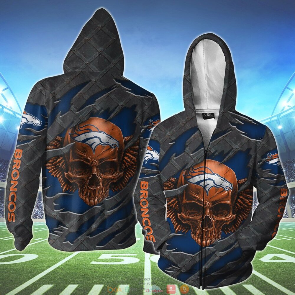 DENVER BRONCOS WINGS SKULL 3D HOODIE