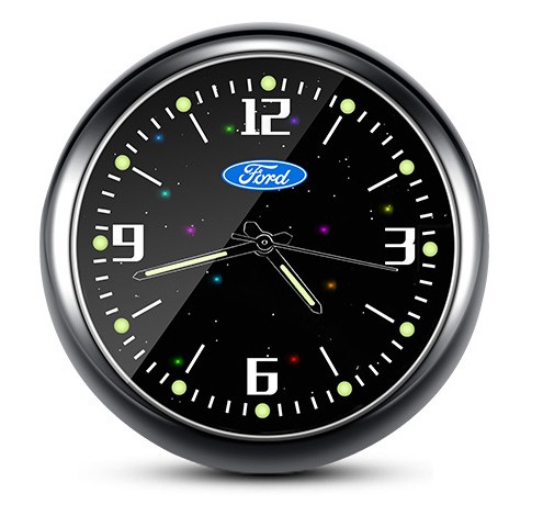 1x Luminous Diamond Quartz Analog Watch Stick On Car Clock Accessories Black