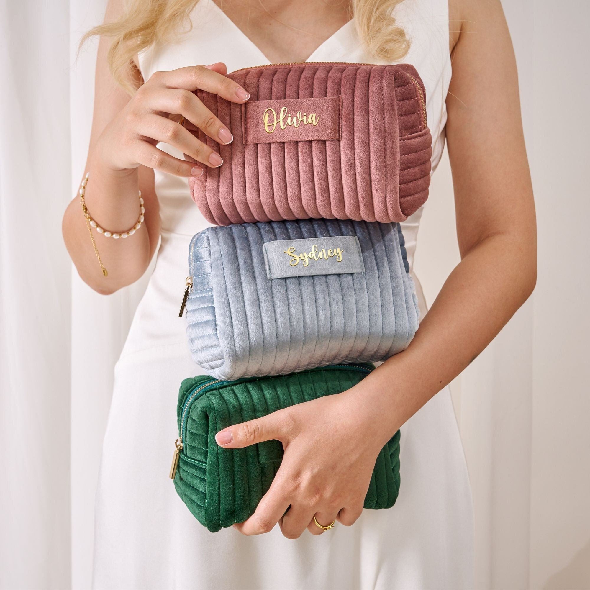 Handmade Personalized Velvet Cosmetic Bag (With Built-In Water Resistance)