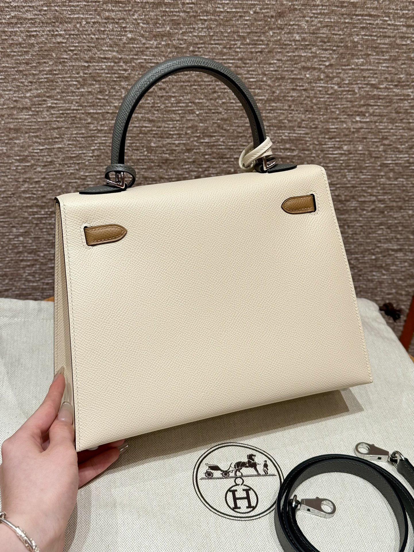Hermes Kelly 10Craie0Mchai0LGris Mayer Handbag (Handmade Custom)