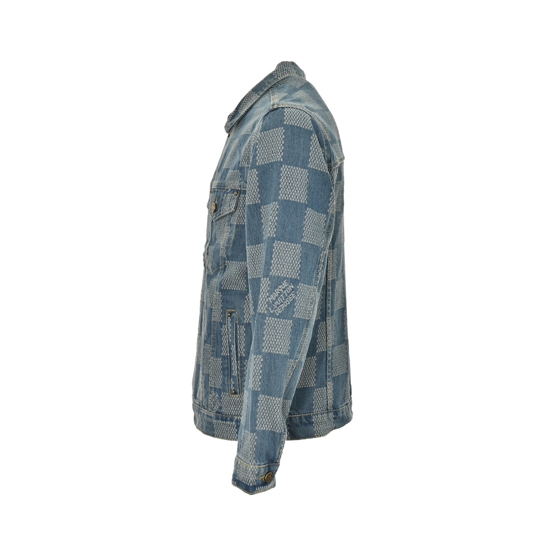 Louis Vuitton 24Fw checkerboard panel washed denim jacket