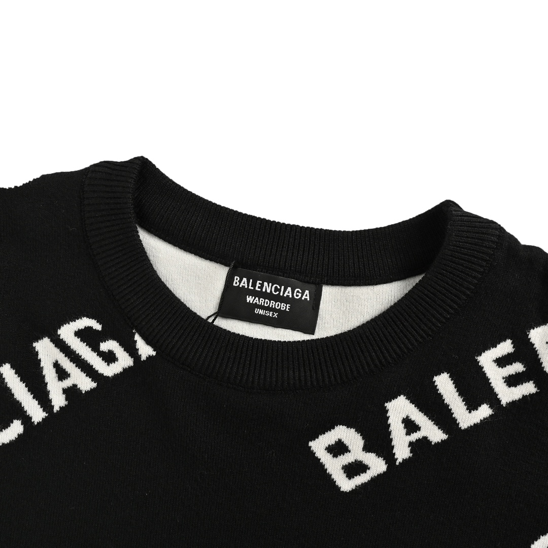 Balenciaga 24Fw jacquard lettering barrage sweater