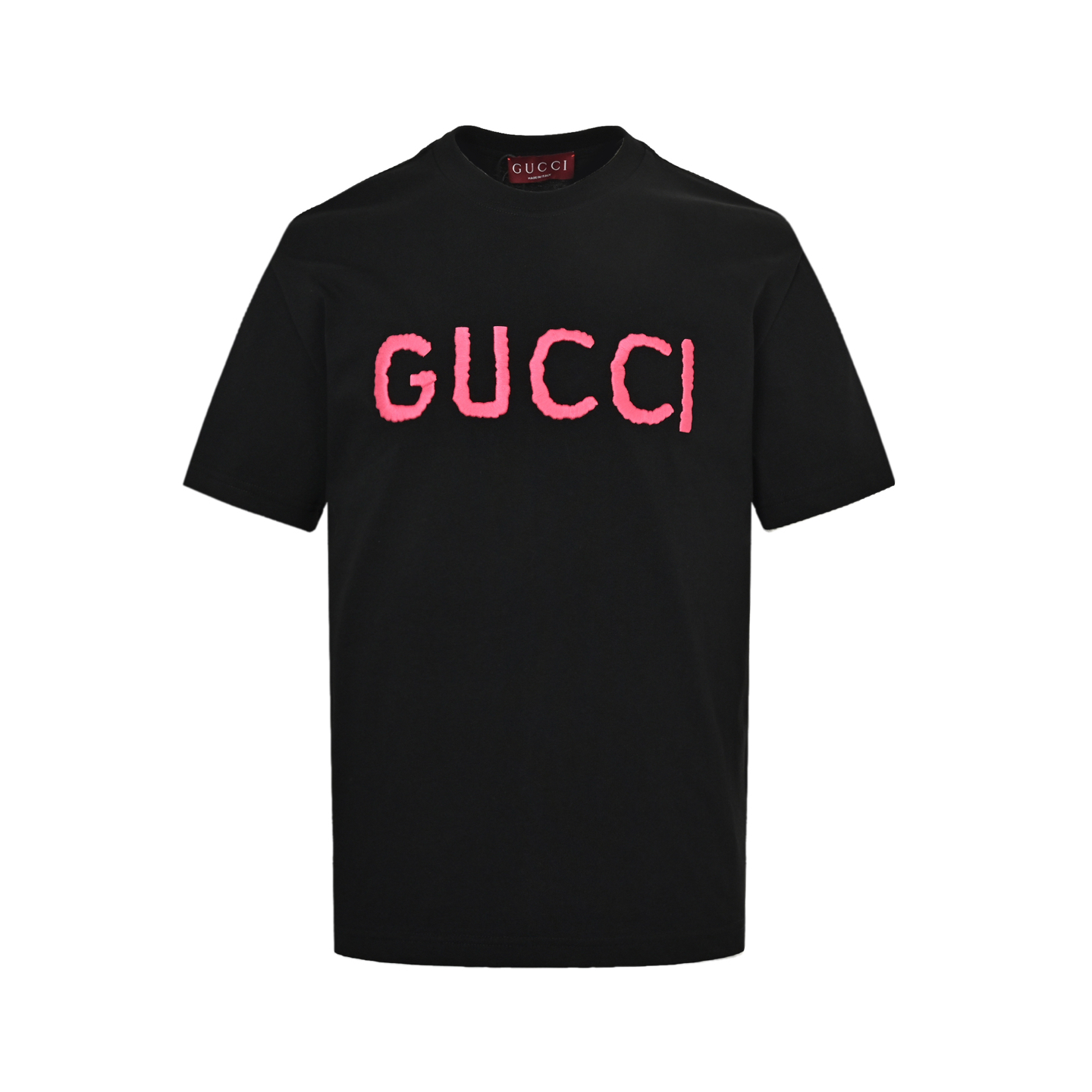 Gucci pink letter logo embroidered short sleeves