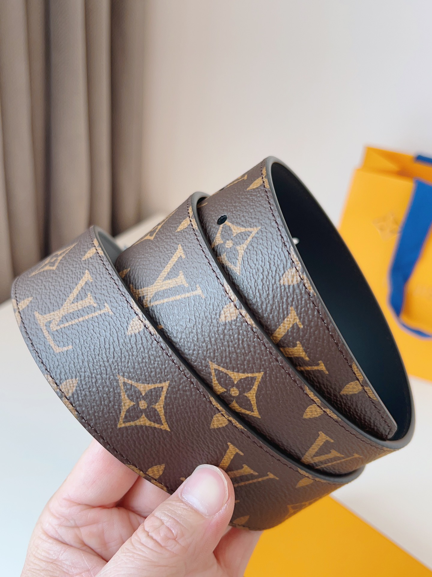 Louis Vuitton Men's Monogram Logo Belt, 4cm Width