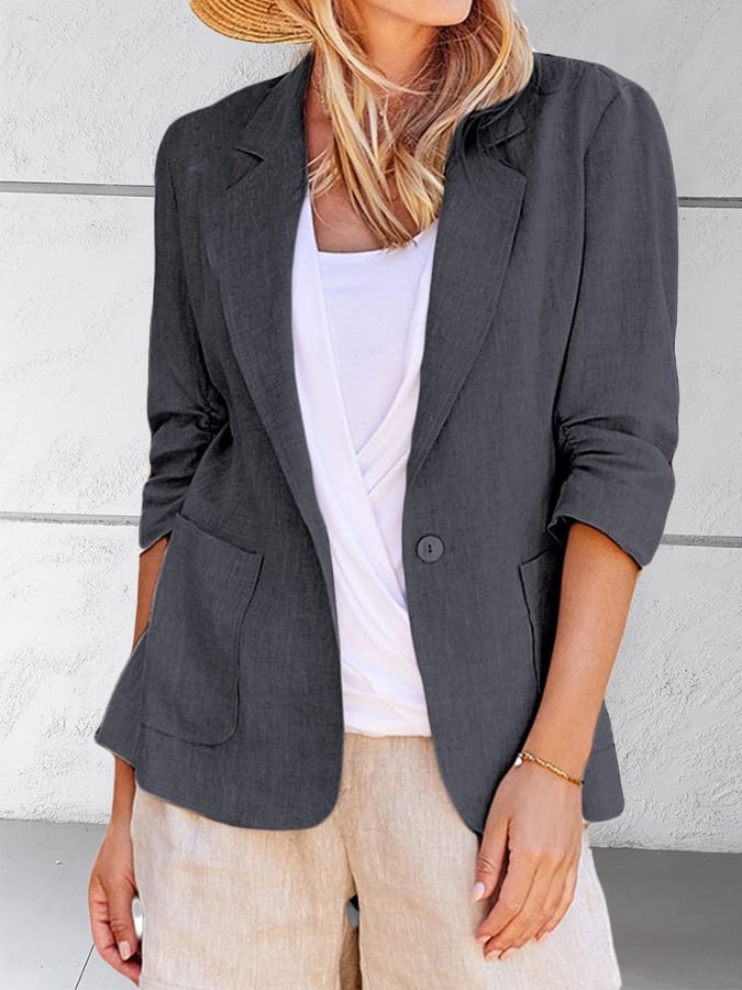 Women'S Solid Color Small Suit Lapel Temperament Professional Slim Jacket