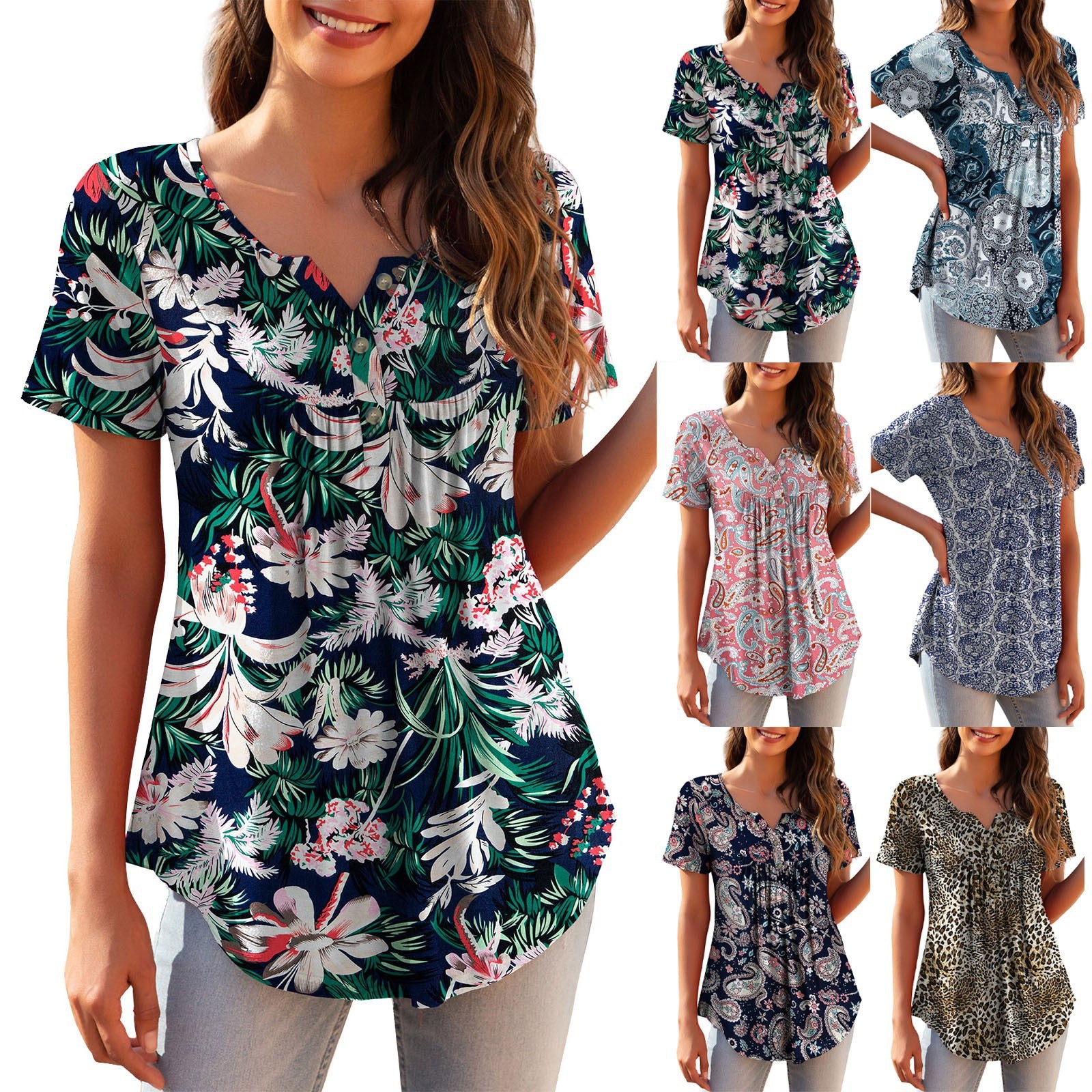 Button-Up Loose T-Shirt Top for Versatile Outfits