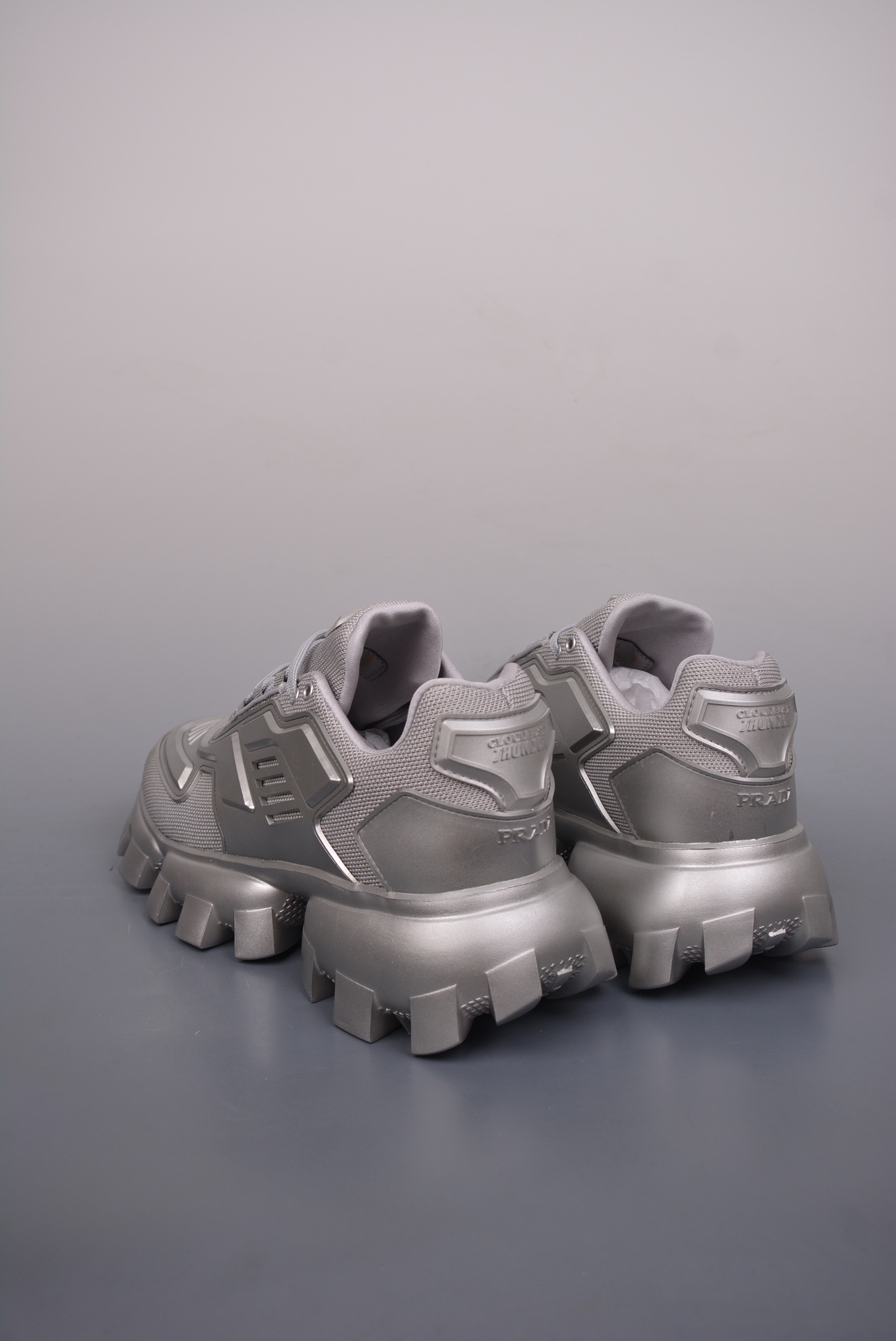 Prada Cloudbust Thunder Low Sneakers Metallic Silver 2EG293_3KZU_F0118